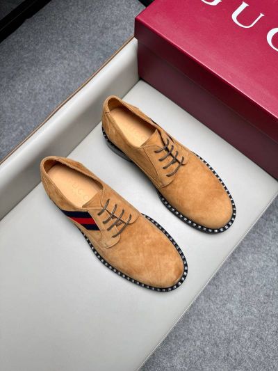 Gucci Brown calfskin Leather Shoes-Gucci Man Business Leather Shoes